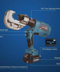 Top Rated Battery Powered Handheld Electric Crimping Machine For Copper Aluminum Terminals Hydraulic Cordless Tool with LED display.