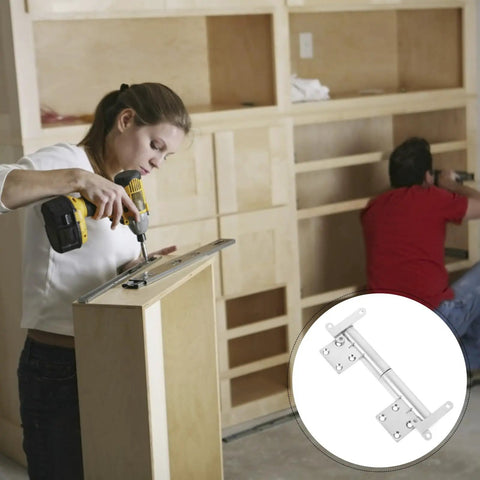 Person installing cabinet with Zinc Alloy Folding Concealed Cabinet Hinges With Soft Close Buffer For Dressing Table And Tables
