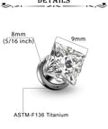 0G Ear Gauges Square CZ Titanium ASTM F136 Screw In Tunnels Plugs For Ears 8mm Body Piercing Jewelry Set For Women Men