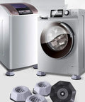 Four Pack Washing Machine Pads Anti Slip Feet For Vibration And Noise Reduction under two machines, gray color shown separately