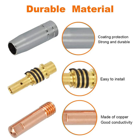 Mig Welding Gun Accessory Replacement Kit With 10 Tips 0.030 Inch, Copper and Brass Components