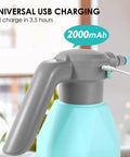 Half Gallon Electric Spray Bottle Mister For Indoor And Outdoor Plants with USB charging cable connected