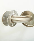 Foolproof No Stud Grab Bar Mounting System Heavy Duty Rust Proof Stainless Steel Bathroom Safety Anchor mounted on wall.