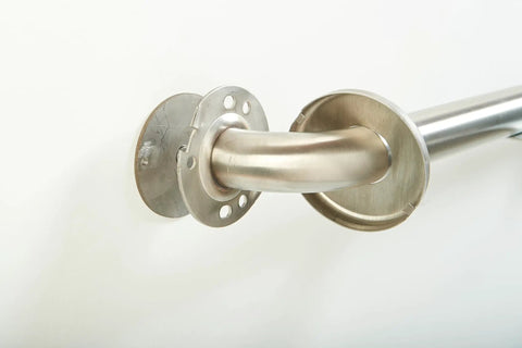 Foolproof No Stud Grab Bar Mounting System Heavy Duty Rust Proof Stainless Steel Bathroom Safety Anchor mounted on wall.