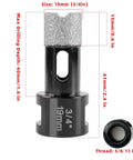 ZKH diamond core drill bit, 3/4 in tile hole saw with vacuum brazed diamond coating, 5/8-11 UNC thread.