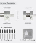Slick Tabletop Mini Vise Legit Heavy Duty Bench Clamp For Jewelry Crafting Electronics Repair And Gunpla Assembly showing size and accessory details.