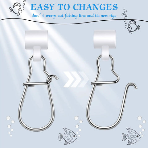 White Sinker Slides With Duo Lock Clips And Hooked Line Connectors 50 Pack Stainless Steel Fishing Sinker Sliders For Freshwater And Saltwater Anglers Easy Rig Up Reliable Hold Durable Tackle Gear overview of duo lock mechanism.