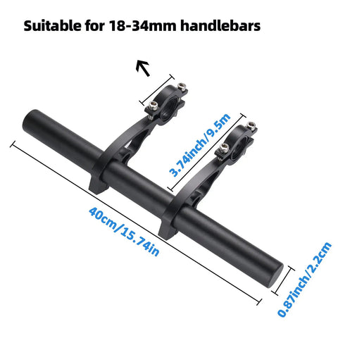 40 cm Aluminum Alloy Bike Handlebar Extender Mount For On The Go Riders, Multifunction Double Bar Bracket, Fits 18-34 mm Handlebars