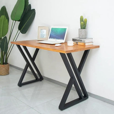 Industrial Metal Table Legs Set 28 Inch Triangle Shape Black Cast Iron Welded Wrought Iron Desk Coffee Table Nightstand Pair Of 2 Heavy Duty DIY Base For Modern Home Projects Outdoor Use