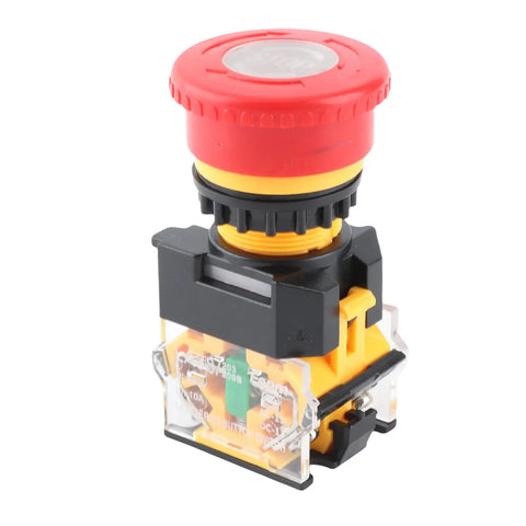 Hella Reliable Dead Simple Heavy Duty Self Locking Mushroom Head Push Button Red 22mm Emergency Stop Switch With Quick Twist Reset For Industrial Control Panels