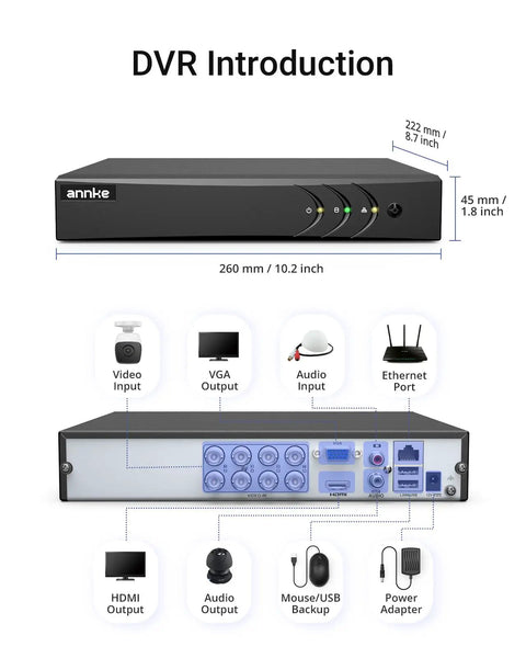 3K Lite H265 Plus Security DVR Recorder With No Hassle AI Human And Vehicle Detection 8 Channel Hybrid 5 In 1 CCTV DVR For Surveillance Cameras Supports 8 Analog And 2 IP Cameras Remote Access Without Hard Drive