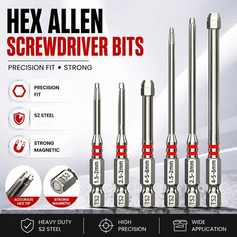 Versatile 6Pcs Pagoda Screwdriver Bits Set With Magnetic Hex Shank And Step Design For Electric Drills Includes Multiple Size Options To Tame Any Tough Job Without Swapping Bits All The Time. 6-piece S2 steel hex Allen screwdriver bits, 1.5-6mm