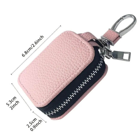 Tight Sealed Zipper Sleeve For Apple AirPods Universal Protective Cover Fits Every Gen Model With Heavy Duty Bump Shield And Sweet Pink Travel Storage Case dimensions displayed with a pink and black zippered pouch.