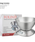 Removable Bowl Kitchen Scale 2.5L Capacity 12 lb 5.5 kg Stainless Steel Food Scale For Cookin And Bakin With Backlit Display