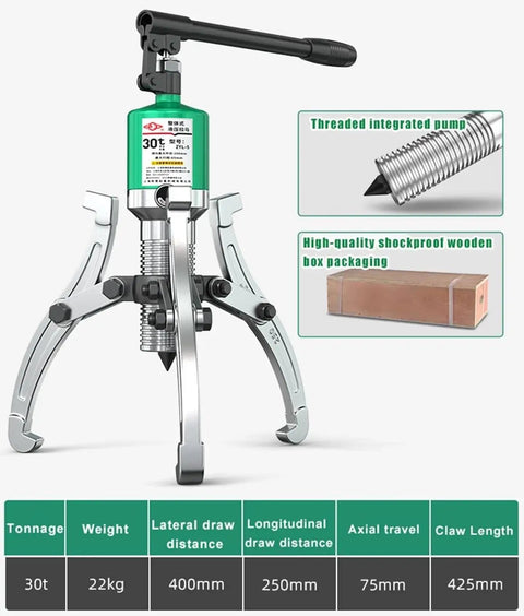 Badass 30 Ton Hydraulic Gear Puller With Dual And Triple Adjustable Jaws built for heavy-duty bearing extraction and mechanics.