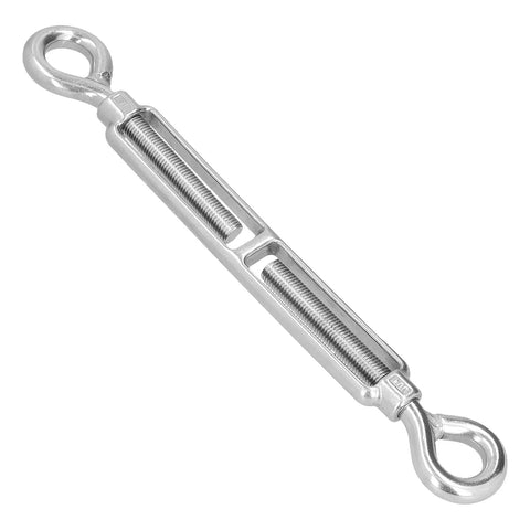 Heavy Duty 304 Stainless Steel Wire Rope Turnbuckle Tensioner With Adjustable Grip And Rust Proof Finish Built Different For Quick Setup On Outdoor Projects In M16 Size, showing the detailed mechanism.