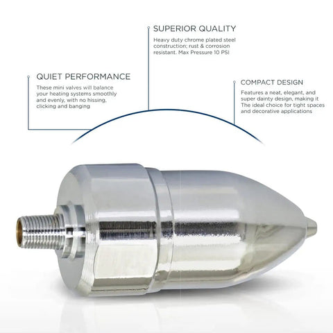 Quiet Steam Air Vent With Float Type Regulator Valve For Heating Systems Straight Mount 1/4 In Npt Chrome Plated Steel