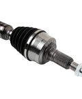 Close-up of a CV axle component from the 4 Piece Front Cv Axle And Front Wheel Bearing Hub Assemblies Kit For 2015 To 2022 Chevrolet Colorado And 2015 To 2022 GMC Canyon 4x4 Compatible Direct Fit With Diy Video Guides.