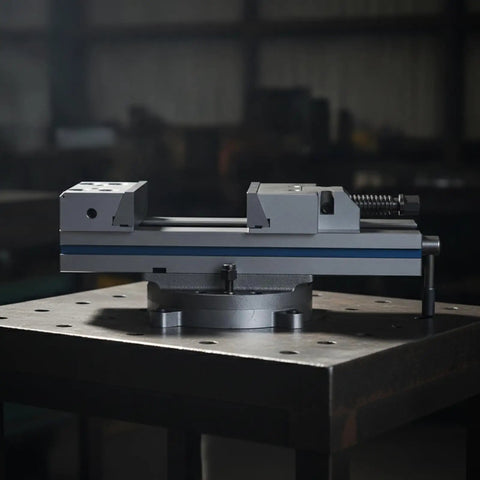 Massive 300mm Opening Bench Vise Hardened Alloy Steel CNC Milling Machine Clamp Ground Precision Workholding Tool on workbench