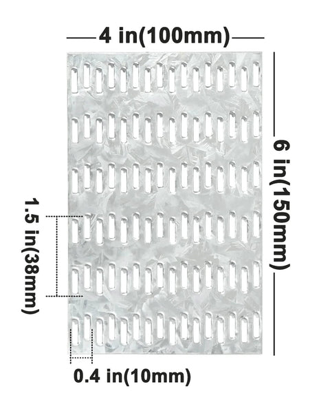 Product dimensions for Ten Pack Truss Plates 4x6 Inch Pronged Mending Plates With Nail Teeth, shown in steel with HDG finish.