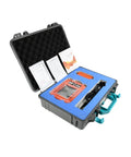 Dead Nuts Accurate Stud Finder And Wall Scanner With Electrical Wire Detector Plus Cable Locator in protective case showcasing tools and manuals.