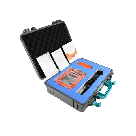 Dead Nuts Accurate Stud Finder And Wall Scanner With Electrical Wire Detector Plus Cable Locator in protective case showcasing tools and manuals.