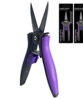 Nonstick Resin-Resist Micro-Tip Garden Snips 6 Inch Fluorine-Coated Scissors with purple handles, pruner close-up.