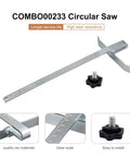 Slick Circular Saw Rip Fence Guide Replacement Compatible With Dewalt Models DCS570B DCS570P1 DCS575T2AR showing stainless steel design and measurement scale.