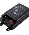 Kickin Heavy Duty 2 In 1 Electric Fence Energizer With Plug In And 12 Volt Battery Backup showing front panel and connection points.