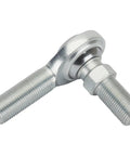 5/8 Inch Steel RH Male Heim Rod End Joint Featuring Teflon Lined Hex Stud, detailed view of threads and spherical bearing.