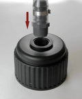 Clear 15 Inch Gas Can Spout Kit With PVC Tube, Rubber Hub, Stopper Cap And Vent Plug, shown with 3/4 Inch Standard Thread Cap