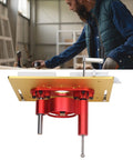 Top Shelf Aluminum Router Plate Kit With Rock Solid Table Insert Lift System For Electric Routers No Sweat Mount, red lift system view.