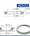 Technical drawing of Cross Roller Rings RB20025UUCC0 RB20025 Slewing Bearing dimensions and structure for heavy workloads.