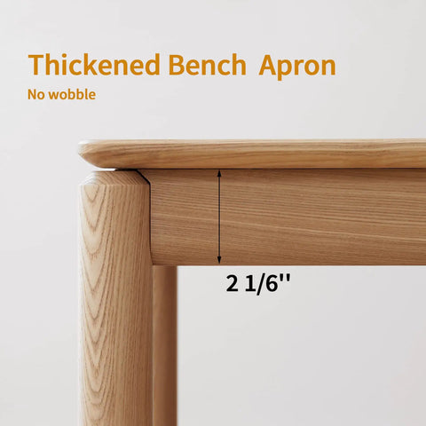 Rock Solid Fraxinus Manchurian Ash Wood Bench With Thickened Apron And Smooth Rounded Edges For Entryway Foyer Or Dining Room And Badass Heavy Duty Hallway Stool Built Tough For Everyday Chill, showcasing thick apron detail.
