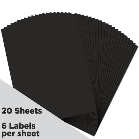 No Fuss Peel And Stick Shipping Address Labels In Sharp Black Large 3.3 By 4 Inches Top Grade Paper 120 Count Pack showing 20 sheets with 6 labels each.