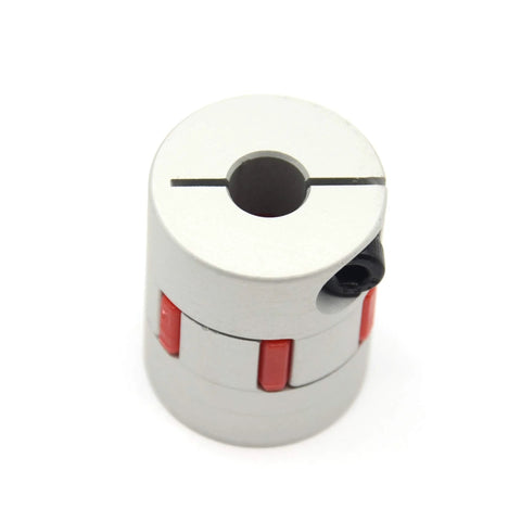 Aluminium 5x8mm shaft coupling, D25 L30, clamp-style with red inserts, for 3D printers CNC machines and servo motors
