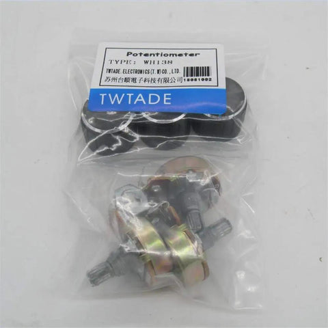 Three Pack 1M Ohm Potentiometer Single Turn Rotary Linear Variable Potentiometer with Three Black Aluminum Alloy Knob Set for DIY Audio Gear Instrument and Electronics Projects, packaged WH138