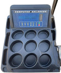 Heavy Duty Wheel Balancer Precise One Gram Accuracy Self Calibrating Garage Ready Tire Machine control panel and rim trays.