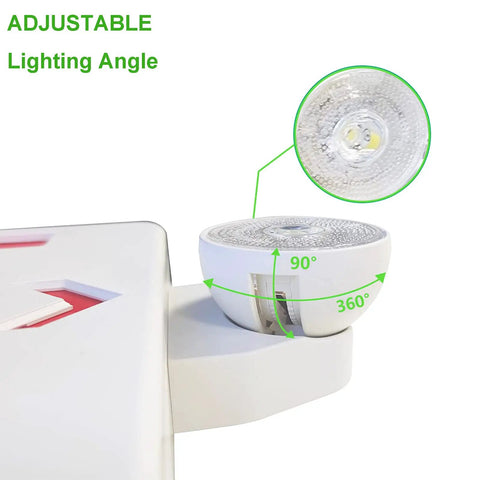 Red LED Exit Sign With Emergency Lights, Dual Adjustable Head Battery Backup, Fire Rated ABS Housing, UL Listed 90° angle view
