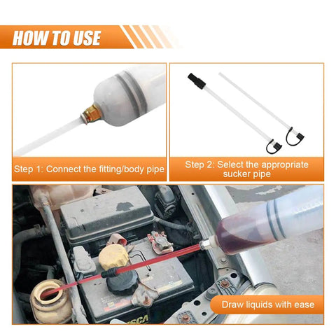 How to use Heavy Duty 500CC Auto Fluid Extractor Pump With Reinforced Suction Hose for oil and fluid extraction in vehicles.