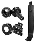 50 Pack M6 Rack Mount Cage Nuts Screws Washers With Quick Pull Installation Tool For Server Cabinets Built Tough Zinc Plated Carbon Steel Heavy Duty Setup For Network Racks And Gear, black hardware.