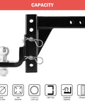 Adjustable Trailer Hitch Ball Mount For 2-Inch Receiver, 7500 Lbs Capacity, 9.5 Inch Drop And 8.25 Inch Rise, with R Clip