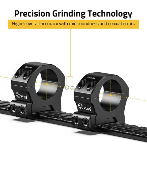 Heavy Duty Rock Solid One Inch Scope Rings For Rifle Scopes With Lockdown Picatinny Rail Base, 6061 aluminum design, precision grinding.