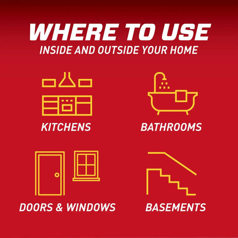 Indoor And Perimeter Pest Control Spray With Comfort Wand For Home Defense usage guide showing kitchens, bathrooms, doors, and basements.