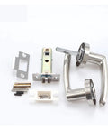 Square Indoor Door Handle Lock Kit In Silver Finish For Bedroom Doors With Three Rod Ball Hardware
