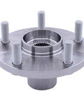 Front Driver And Passenger Side Wheel Bearing Hub Assembly Fits Toyota Avalon Camry Highlander Sienna Solara Venza Lexus ES300H ES330 ES350 RX330 RX350 RX400H RX450H Premium Replacement, metal hub close-up.