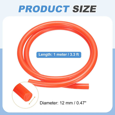 Polyurethane Round Belt 12mm Diameter, 3.3ft Length For Conveyor Dryer Drive System, Smooth Surface Orange, Tough As Nails, High Tensile Strength, Oil And Abrasion Resistant, Easy Welding, Durable Mechanical Transmission Belt