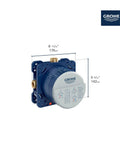 Rapido Universal Rough In Box For Shower Faucets With Quick Install And Plaster Guard Two Inlets One Half Inch NPT And Three Outlets One Half Inch NPT Integrated Flushing Plug Starlight Chrome Finish