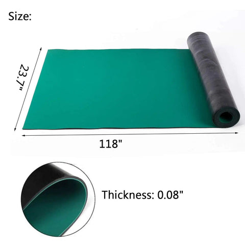 ESD Soldering Mat Roll 23.6 by 118 Inches Rubber Workbench Pad 0.08 Inch Thick Anti Static Heat Resistant Oil and Solvent Safe