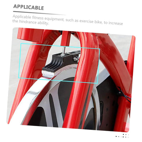 Four Pack Felt Brake Pads For Exercise Bikes Heavy Duty Quiet Braking Blocks installed on a red exercise bike for smooth stopping.